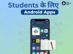Best Android Apps for Students: 2026 में पढ़ाई को स्मार्ट और आसान बनाने वाले टॉप ऐप्स A smartphone displaying educational apps like Google Drive, Notion, and Khan Academy, with a notebook and study sketches in the background, titled "Best Android Apps for Students 2026" in Hindi.